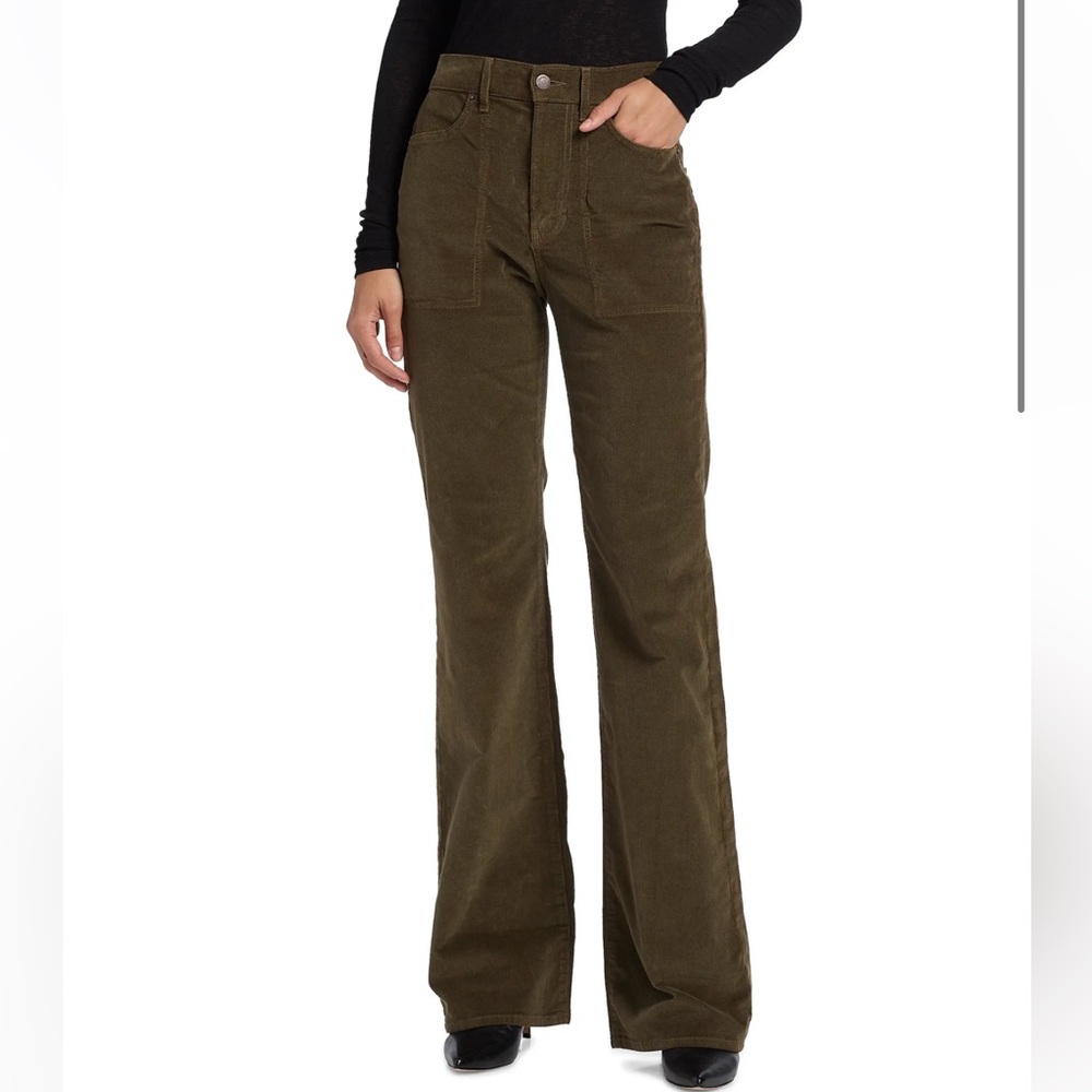 Veronica Beard Carson Corduroy Ankle Flare Pants - Cypress Green